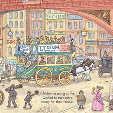 Industrial Britain. Illustration showing the developments and inventions of Britain during Victorian times. © Usborne Publishing.
