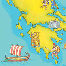 Map of Ancient Greece. From See Inside Ancient Greece. © Usborne Publishing.