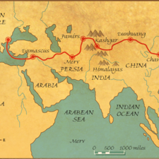 Map showing the Silk road