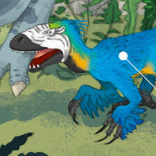 Concept spread for a non-fiction dinosaur book.