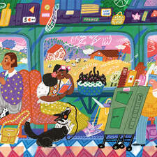 Reading on the train. Puzzle illustration for Trevell Puzzle.