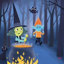 A page from The Grumpy Troll, a picturebook published by Scholastic 2025