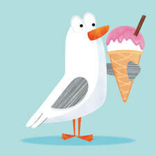 seagull with ice cream