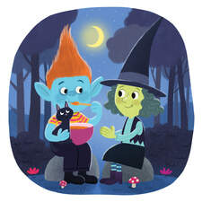 A page from The Grumpy Troll, a picturebook published by Scholastic 2025