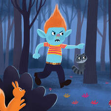 A page from The Grumpy Troll, a picturebook published by Scholastic 2025