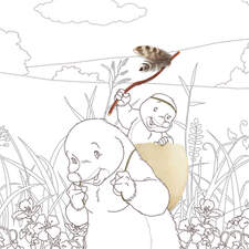 Personal work 2022. Coloring book with stickers. inside page.