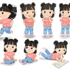 Personal Project - Character design of a girl called Ren who is 6 years old, is very adventurous and loves to play out in the garden,