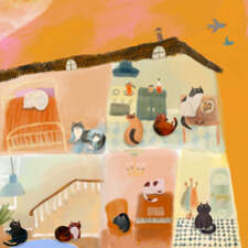 Full page spread from children's book 'Mäktiga Max', (Mighty Max). Children's book, published 2025. Illustrated and written for Opal. Published in Sweden and Denmark.