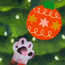 Christmas card with Bob from children's book 'Vem är Vilse?', (Who is Lost?). Children's book, published 2018. Illustrated and written for Natur & Kultur. Published in Sweden Denmark, China, South Korea, Finland, Norway and Germany.