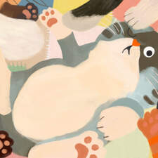 Full page spread from children's book 'Mäktiga Max', (Mighty Max). Children's book, published 2025. Illustrated and written for Opal. Published in Sweden and Denmark.