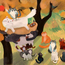 Full page spread from children's book 'Mäktiga Max', (Mighty Max). Children's book, published 2025. Illustrated and written for Opal. Published in Sweden and Denmark.