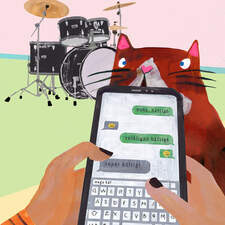 Spread from 'Vems är Bob?', (Whose is Bob?). Children's book, published 2021. Illustrated and written for Natur & Kultur. Published in Sweden and Norway.