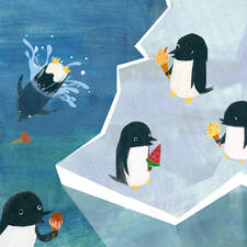 Full page spread from 'Om Jag Bodde Någon Annanstans', (If I Lived Somewhere Else). Children's book, published 2019. Illustrated and written for Natur + Kultur. Published in Sweden and Taiwan.