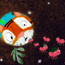 Full page spread from 'Vad Skulle en Tiger Gora?', (What would a tiger do?). Children's book, published 2022. Illustrated and written for Opal.
Published in Sweden, France and Jordan.