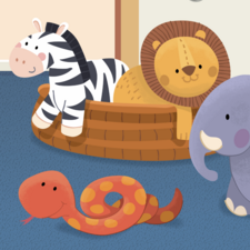 Playroom spread, in established style of "Tiny Big Things" project.