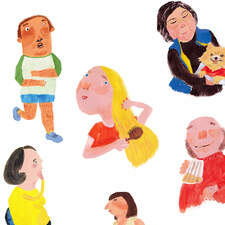 Character designs based on sketchbook observations.