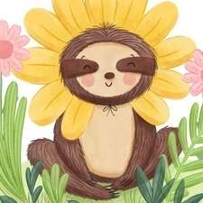Sunflower sloth - Personal Illustration