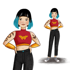 This is one of a series of characters I did for a social media campaign to commemorate the 1984 Wonder Woman movie premiere on Now, Claro's streaming! The aim was to present diversity and plurality through the female characters to reinforce that yes, #weareallwonderful!