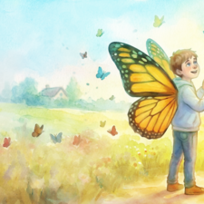 Watercolor picture book illustration.
