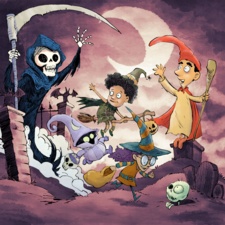 Halloween pen and ink and watercolor illustration for middle grade book.