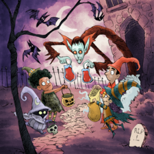 Halloween pen and ink and watercolor illustration for middle grade book.