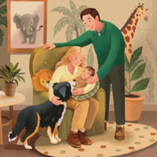 The Wonderful World of Ace — A personalised picture book illustrated through Beehive Illustration for a family who were lucky enough to know and love Ace.

Bringing Ace’s story to life was a way of creating somewhere to return to. Somewhere there is still another walk, another adventure, a little more time together. Somewhere a goodbye can wait a little longer.

In memory of a dog who made an ordinary life together extraordinary.