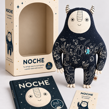 Noche — An original project combining an illustrated bedtime book with a glow-in-the-dark plush companion, created to comfort children facing nighttime fears. Character design, book illustration and packaging come together to turn bedtime into a moment of connection and imagination.
